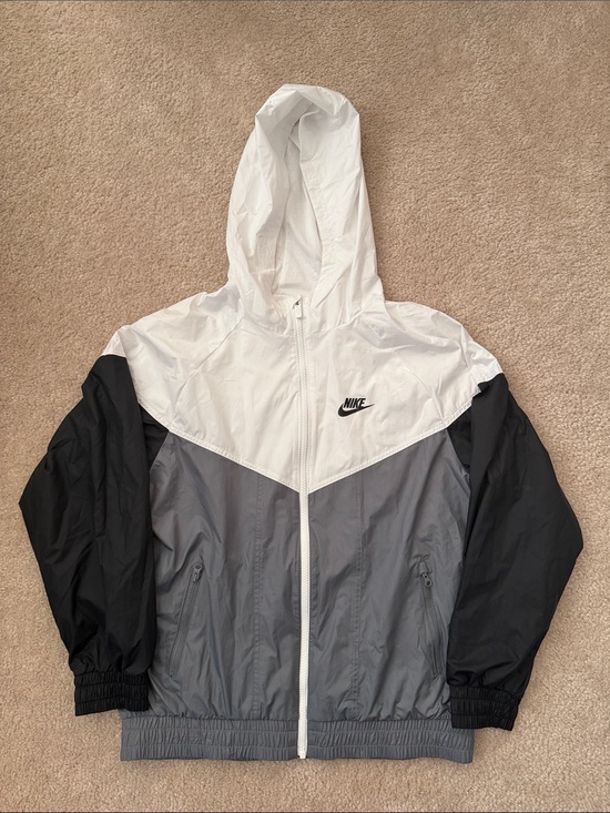 Nike Other - Nike Kids Hooded Colorblock Windbreaker Jacket - White, Gray, Black